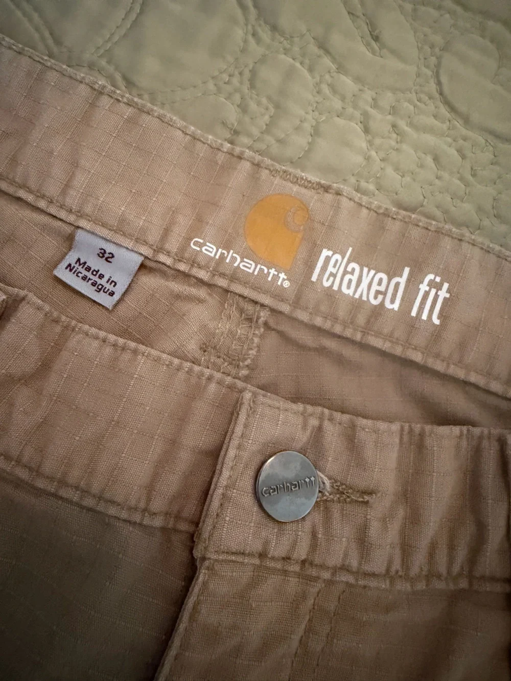 Carhartt Force Broxton Cargo Shorts 32 Tan Ripstop Utility Hiking Workwear